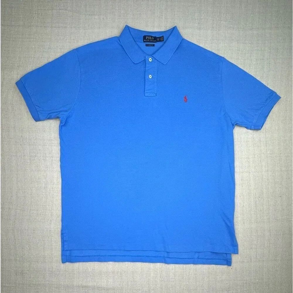 Polo Ralph Lauren Classic Fit Blue Short Sleeve Mens Shirt Size XXL 100% Cotton